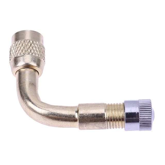 Adaptador de extensión de vástago de válvula de neumático para coche motocicleta metal 90° dorado