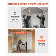 KFFKFF 11ft Drywall Lift, Durable 150 lbs Panel Hoist with Adjustable Telescoping Arm, Lockable Wheels, Sheetrock Lifter for Ceiling and Wall Installation (Black)