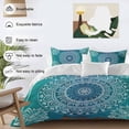 thumbnail image 3 of 3 Piece Teal Blue Boho Duvet Cover Set California King,Microfiber Comforter/Quilt Cover with Corner Ties and 2 Pillowcases,Retro White Rustic Flower Ethnic Pattern Soft Bedding with Zipper Closure, 3 of 8