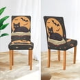 thumbnail image 3 of Yayeee 4 Pack Dining Chair Covers Stretch Parson Chairs Slipcovers Seat Protector, Orange Halloween Cat, 3 of 6