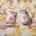 thumbnail image 2 of 12oz Stemless Wine Tumblers Pioneer Flower Floral Print Pattern Vacuum Insulated Stainless Steel Travel Tumbler Cups Mug with Lid and Straw for Champaign,Cocktail,Beer with Cleaning Brush, 2 of 5