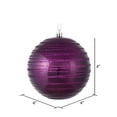 thumbnail image 2 of Vickerman 4" Plum Candy Finish Ball Ornament with Glitter Lines, 4 per Bag, 2 of 3