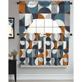 thumbnail image 3 of Contemporary Orange, Kitchen Curtains Swag Valance and Tier Curtains Set 36 Inch Length, Middle Century Abstract Geomrtry Rod Pocket Drape Panels Pair Swag Curtains for Bathroom/Cafe/Window, 3 of 6