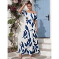thumbnail image 4 of oyyn Women's Off Shoulder Floral Print Party Maxi Dress, 4 of 5