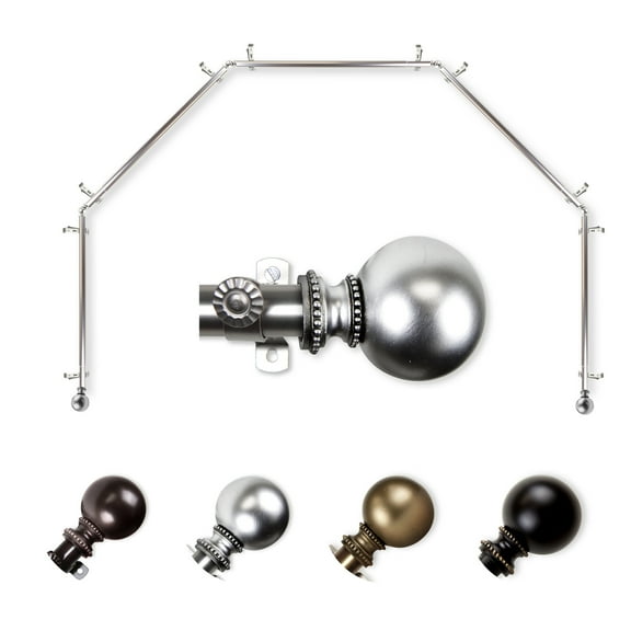 Domovina Elias 13/16" 5-Sided Bay Window Curtain Rod-Color:Satin Nickel,Size:140-240"