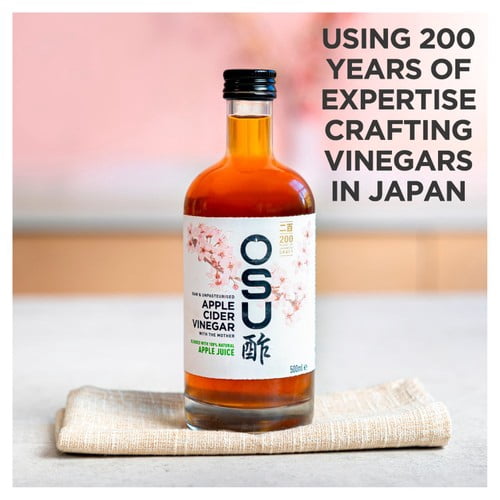 OSU Raw Apple Cider Vinegar with The Mother, Apple Juice Blend 500ml, British Import (Pack of 2)