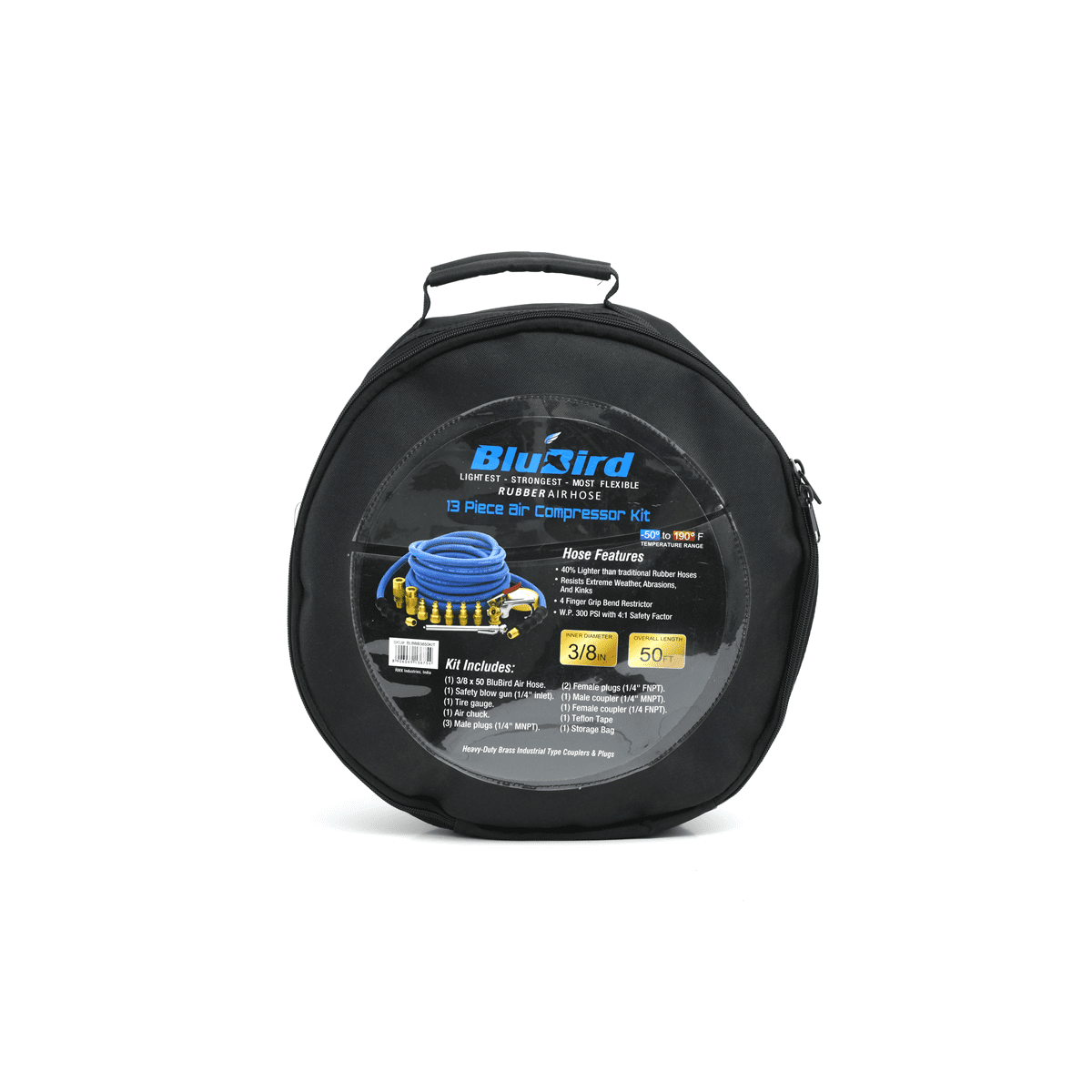 BluBird BB3850KIT Air Compressor Accessory 13pc Kit w/ 3/8" x 50' Air Hose