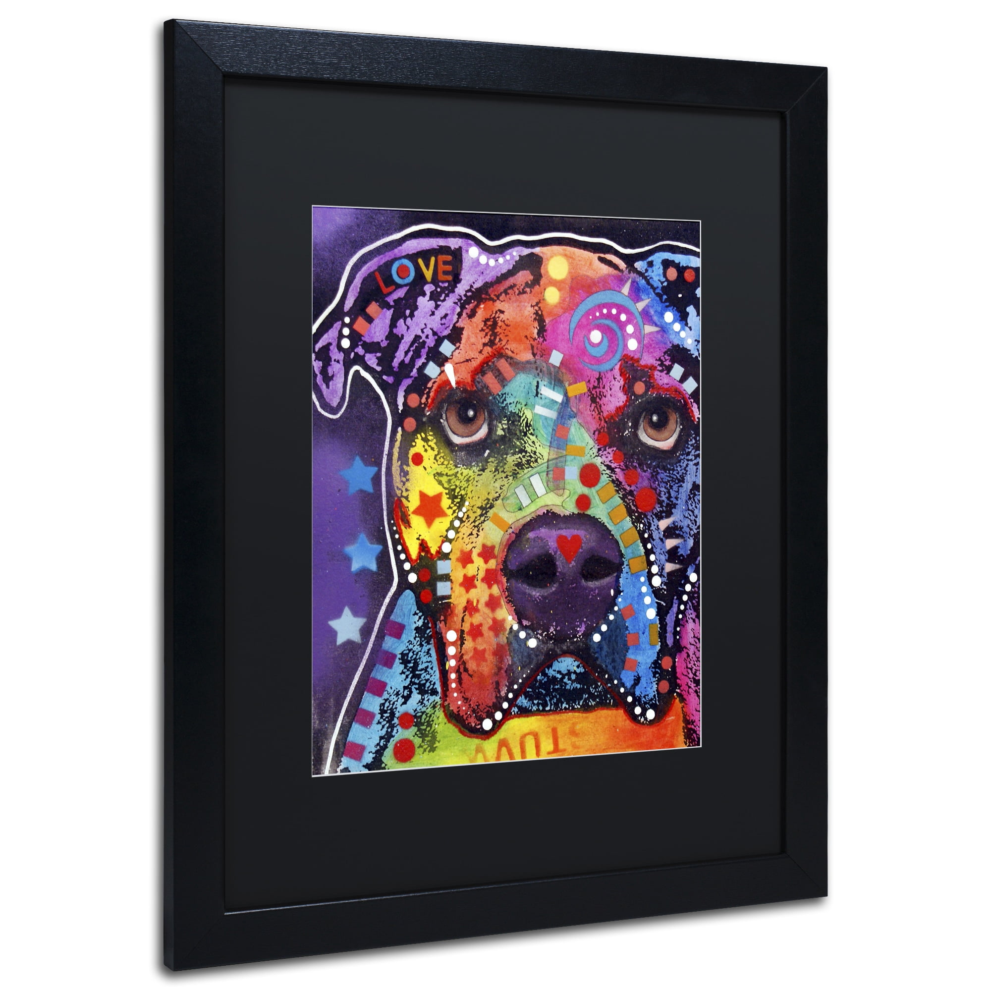 Trademark Fine Art "American Bulldog 121609" Canvas Art by Dean Russo, Black Matte, Black Frame