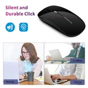 فأرة Uiosmuph اللاسلكية صامتة قابلة للشحن ماوس الكمبيوتر مع USB Nano Receiver أسود