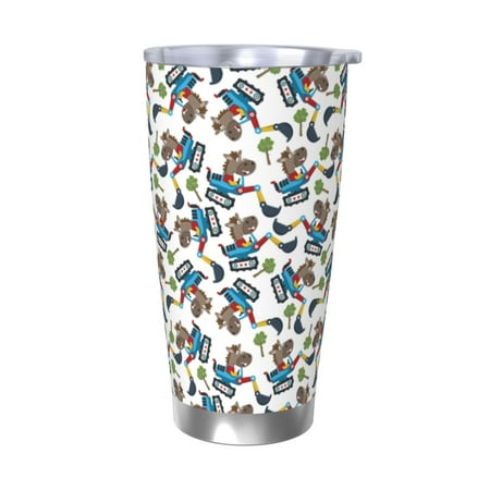 

Cauagu Funny Excavator Pattern 20oz Tumbler Stainless Steel Vacuum Insulated Tumbler with Lid Durable Insulated Coffee Mug Thermal Cup with Splash Proof Sliding Lid-Without Straw