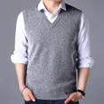 thumbnail image 3 of Chalecos de punto de otoño e invierno para hombre, chaleco holgado de punto con cuello en V, elegante Y2k, barato, suave, de alta calidad, suéter abierto para hombre, 3 of 5