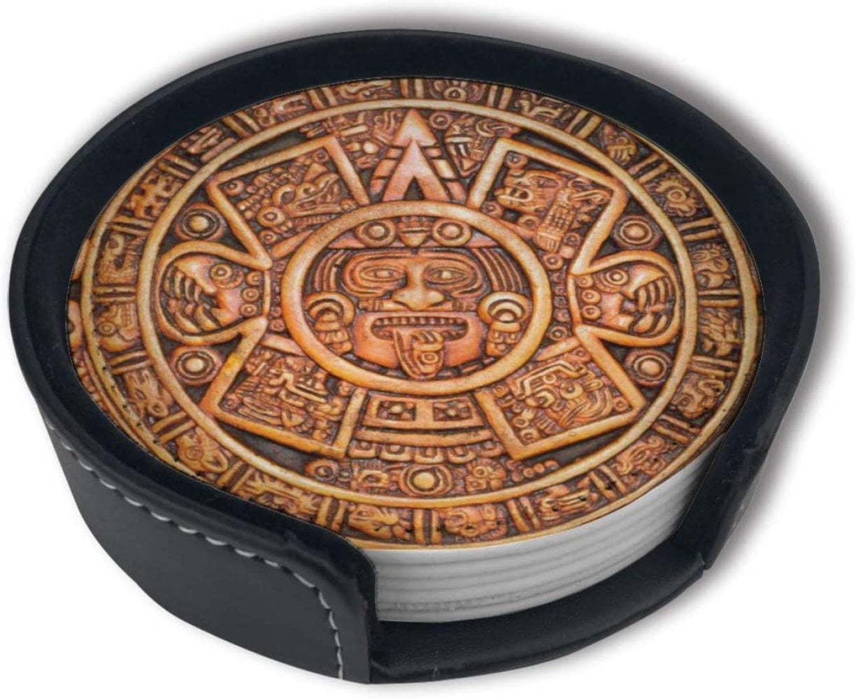 Aztec Style Novelty Coaster Set of 4 With Holder 