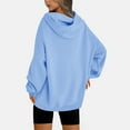 thumbnail image 3 of Fmbrln Womens Fall Hoodies Fashion Long Sleeve Solid Color Hooded Sweatshirts Casual Comfy Pullover Tops with Pockets Light Blue M, 3 of 4