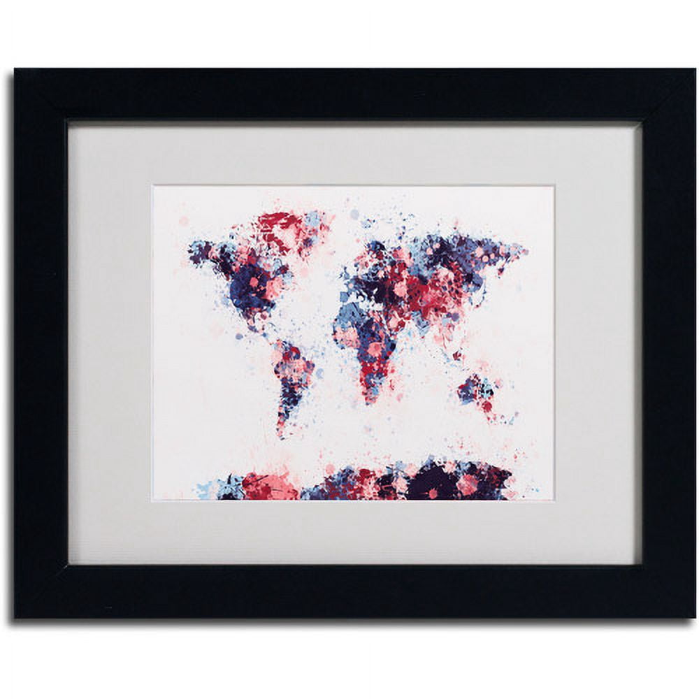 Trademark Fine Art "Paint Splashes World Map 3" Matted Framed by Michael Tompsett