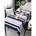 thumbnail image 6 of Navy Blue Pink Striped Table Cloth, Modern Minimalist Ombre Lines Waterproof Tablecloth for Rectangle Tables, Reusable Washable Fabric Table Cover for Restaurant Kitchen Dining Tables 54"x108", 6 of 6