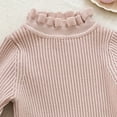 thumbnail image 3 of Kukoosong Girls Ribbed Knit Mock Neck Sweater, Fall Winter Long Sleeve Pullover Tops with Ruffled Lettuce Trim On Collar and Cuffs, Stretch Slim Fit Knit Blouse for Kids Daily Layering Outfits, 3 of 6