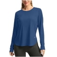 thumbnail image 2 of RongHuan Women's Sun Shirts UPF 50+ Long Sleeve Shirt Lightweight Workout Hiking Tops Crew Neck Solid Color T-Shirt, 2 of 4