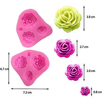 6 Pack Flower Fondant Cake Molds Polymer Clay Resin Epoxy Crafting Cupcake Decorate TANOKY Mini Silicone Flower Daisy Roses Mold Flower Candy Baking Mould DIY Tool for Cake Decoration