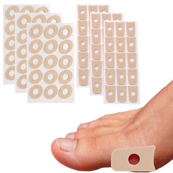 90Pieces Corn Cushions for Toes and Feet - Callus Cushions to Protect Sore Spots with Foam Padding Self-Stick Adhesive Pads Pressure and Friction from Shoes