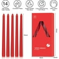 thumbnail image 2 of Perkisboby Lot de 14 Bougies Coniques Rouges, 10 Pouces Sans Coulure, Bougie de Souper Non Parfumée 7 Heures de Combustion pour Noël, Fête Ou Décoration de Mariage, 2 of 7