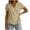 Khaki, variant on Blouses for Women Rolled Short Sleeve Collared Crossover V Neck Pleated Tie Side Shirts Casual Summer Tops
