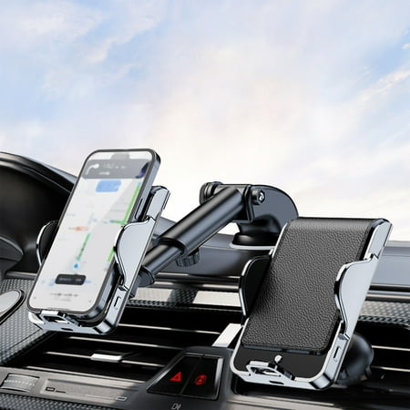 15W Wireless Car Charger Mount | Qi-Certified Fast Charging | 360° Adjustable with Clip & Suction Cup | Built-In Battery for Continuous Power | Type-C Input | Fits 4.7-6.8 Phones