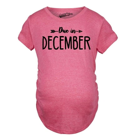 

Maternity Due In December Funny T shirts Pregnant Shirts Announce Pregnancy Month Shirt (Pink) - L