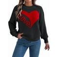 thumbnail image 3 of Valentine'S Day Sweater for Women Heart Woven Knitted Pullover Long Sleeve Woven Knitted Casual Sweater, 3 of 10