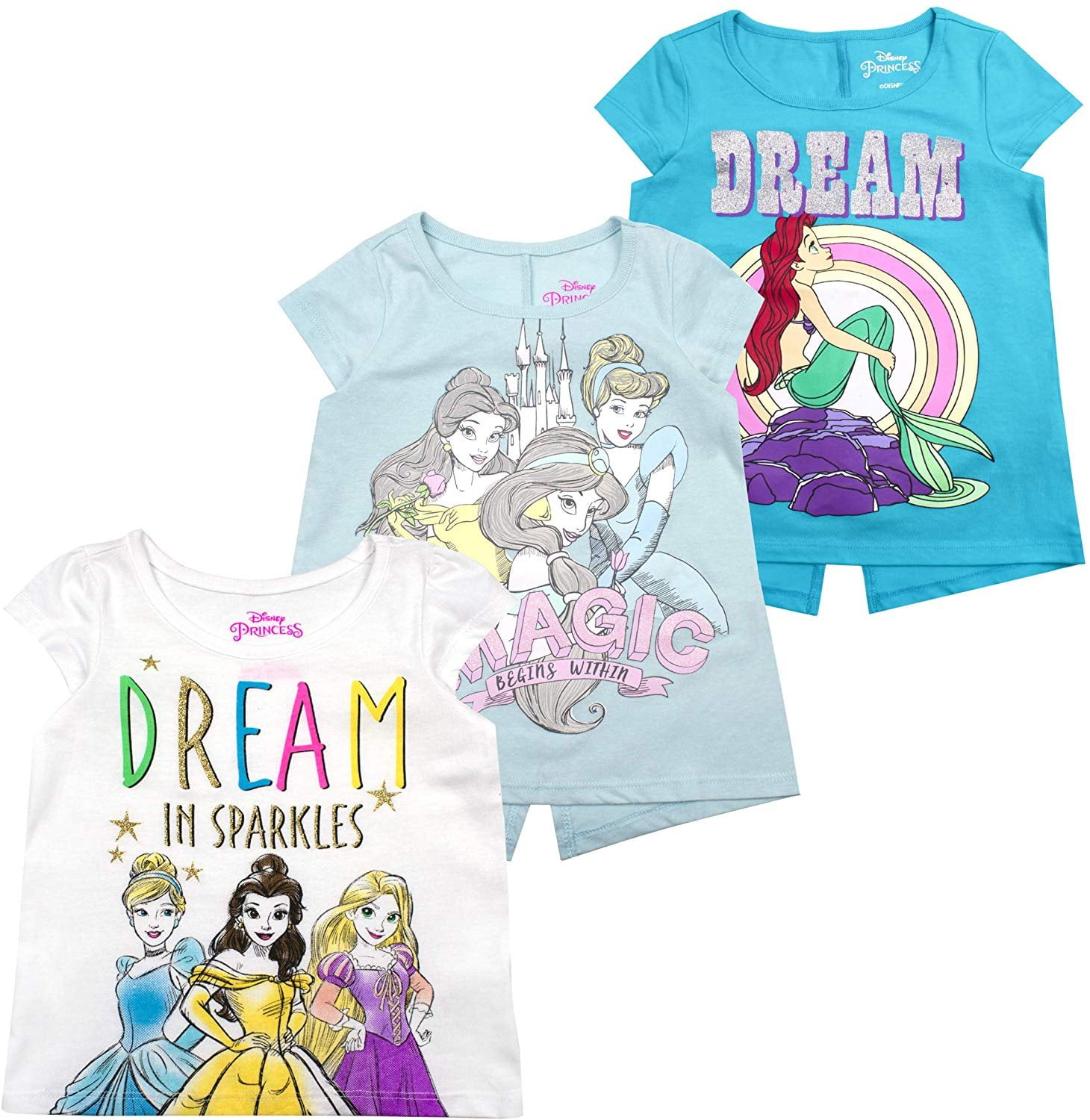 Disney Disney Princess Girls TShirt Pack 3 Pack of Disney Princess