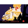 thumbnail image 2 of Vintage Elephant 32x23 Gold Ornate Wood Framed with Double Matting Museum Art Print Titled - Visit India, 2 of 4