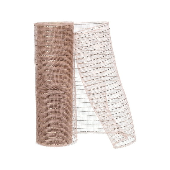 1pcs Deco-Mesh, 10 Inch x 10 Yard Deco-Mesh Ribbon Roll Foil Metallic for Christmas Tree Wreaths, Gold