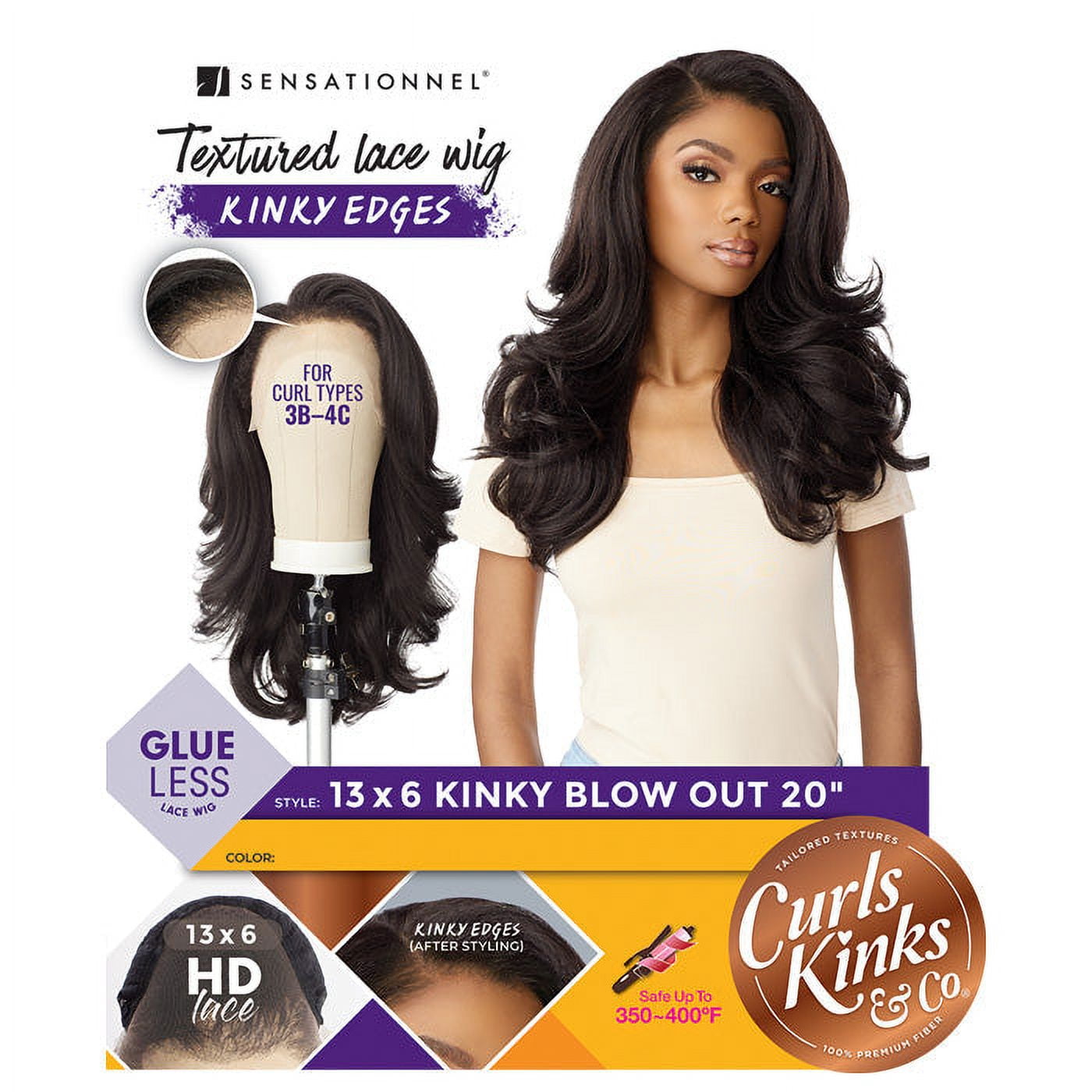 Sensationnel HD Lace Front Wig Curls Kinks N Co Glueless Kinky Edges 13X6 Kinky Blow Out 20"