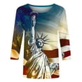 thumbnail image 5 of GERsome American Flag Tops for Women 4th of July Patriotic T-Shirt USA Flag Stars Stripes Graphic 3/4 Sleeve Crewneck Shirts Loose Fit Summer Tee S-5XL, 5 of 5