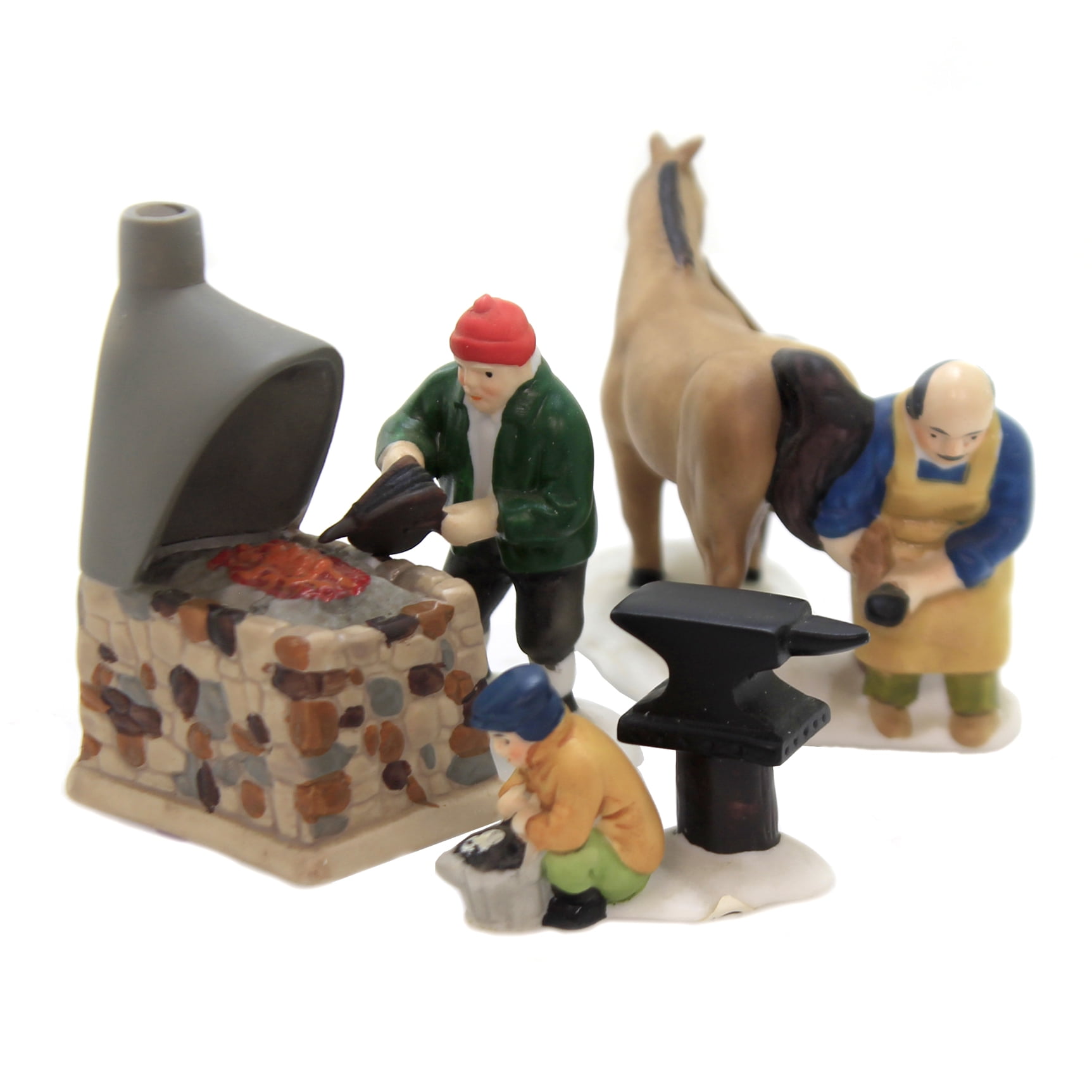 Department 56 Accessory BLACKSMITH SET / 3 Dickens Village Anvil Horse