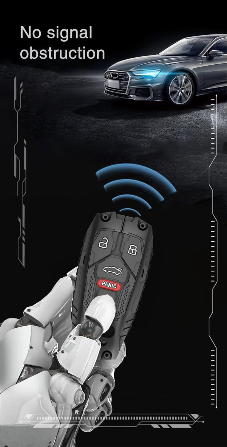 Key Fob Cover Compatible with Fit for Audi A3 A4 A5 A6 Q5 Q7 R8 S5 TT SQ5, Fob Cover Keyless Entry Remote Key Shell with Keychain Keychain Case Holder Protector,1