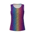thumbnail image 4 of Xecao Leopard Neon Rainbow Gradient print women's scoop neck, loose-fit workout tank tops for the gym., 4 of 9