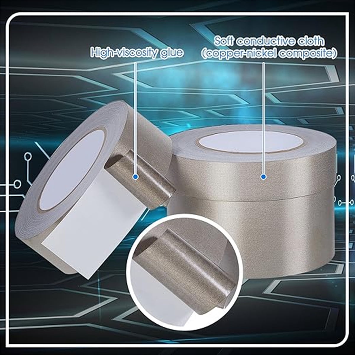 1 Roll Electromagnetic Shielding Tape,Conductive Adhesive Tape,Single-Sided Conductive Tape,Cable Interference Blocking Tape,Conductive Tape for Grounding,EMI Shielding (Gray)