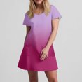 thumbnail image 4 of GaThRRgYP Sundresses for Women,Women's Fashion Summer Gradient Short-sleeved V-neck Casual Dress Hot Pink XXL, 4 of 8