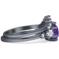 thumbnail image 5 of Two Piece Round Vintage Style Ring Amethyst Cubic Zirconia Black Tone 925 Sterling Silver, Size 5, 5 of 7