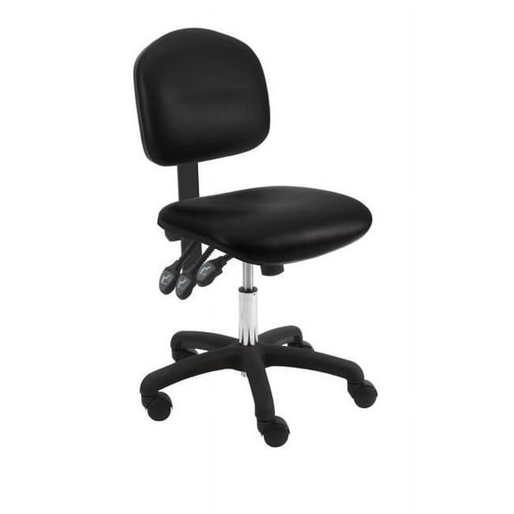 WNS-V-TLC-black Vinyl Wide Desk Height Seating Chair, Nylon Base & 18 to 23 in. 3 Lever Control Height Adjustment, Black