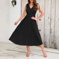 thumbnail image 2 of Sngxgn Women's V Neck Sleeveless Ruched Bodycon Party Dress(Black,XL), 2 of 5