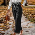thumbnail image 7 of ShomPort Women Wide Leg Pants Tie Waist Solid Color Loose Casual Pants Fall Lounge Baggy Pants, 7 of 7