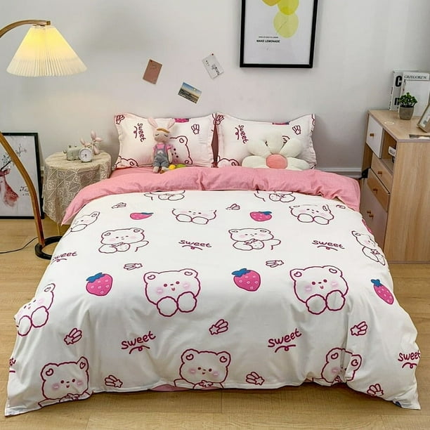 Dulce fresa y lindo osito juego de cama