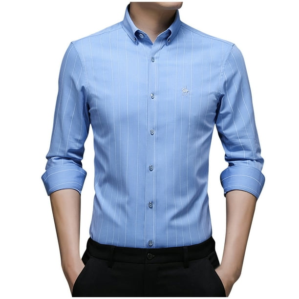 Blusa de Camisa Sin Planchar Con Arrugas de Fibra de Bambú de Manga Larga A Rayas Informales Para Hombre Odeerbi ODB-6