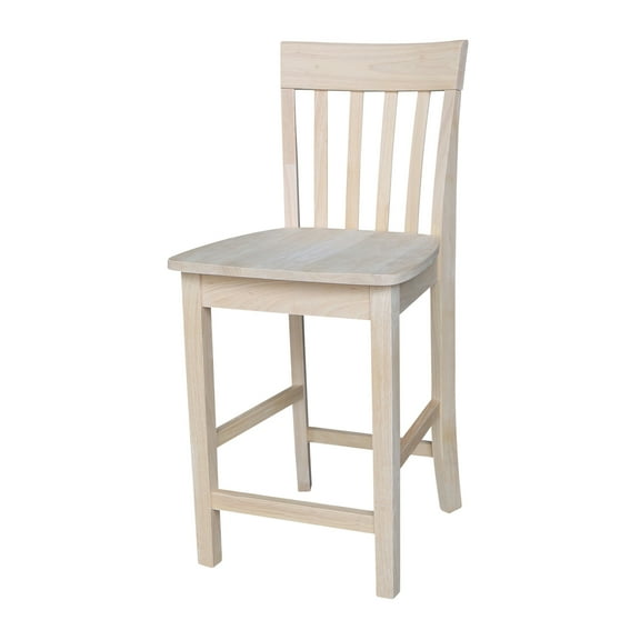 International Concepts Unfinished Solid Parawood Slatback Stool up to 44" Counter height, Counter Height
