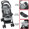 thumbnail image 3 of Carriola para Bebé Ligera y Plegable Asiento Reclinable Cinturón de 5 Puntos Charola Toldo Apta desde 6 Meses Hasta 18 kg - Gris, 3 of 6