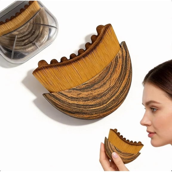 1PCS Lymphatic Contour Face Brush for Lymphatic Drainage Massager Tool for Face & Neck Lifting, Gua Sha Brush, Jawline Chin Sculpting, Dry Brushing, Curved Ergonomic Design(Brown, 1PCS)