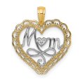 thumbnail image 1 of FB Jewels 14k White and Yellow Two Tone Gold White Mom Inside Scallop Heart Cut Out and Two-color Pendant, 1 of 4