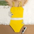 thumbnail image 5 of Tween Girls Swimming Suit Floral Side Print Tankini Swimsuit Two Piece for Big Solid Color Summer Swimwear Bathing Suit, 5 of 5