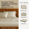 thumbnail image 4 of BedVoyage Soft King Sheets - Melange Luxury Bedroom Sheet Set, 4pc Softest Cooling Bedding, Viscose Derived from Bamboo and Cotton, Deep Pocket 18" - Sand, 4 of 8